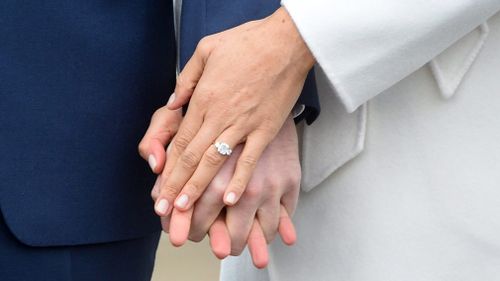 Meghan's engagement ring is made from some of Princess Diana's jewellery. (PA/AAP)