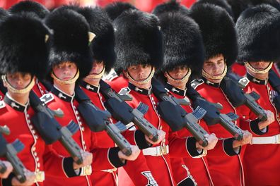 LONDON, ENGLAND - JUNE 10: Welsh Guardsman are seen while Prince William, Prince of Wales Carries Out The Colonel's Review at Horse Guards Parade on June 10, 2023 in London, England. The Prince of Wales carried out the review of the Welsh Guards for the first time as Colonel of the Regiment. It is the final evaluation of the King's Birthday parade ahead of the event on June 17.  (Photo by Stuart C. Wilson/Getty Images)