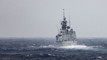 The Royal Canadian Navy Halifax-class frigate HMCS Vancouver transits the Taiwan Strait with guided-missile destroyer USS Higgins while conducting a routine transit. Higgins is forward-deployed to the U.S. 7th Fleet area of operations in support of a free and open Indo-Pacific.