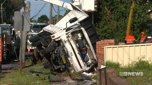 The truck crashed about 2am. (9NEWS)