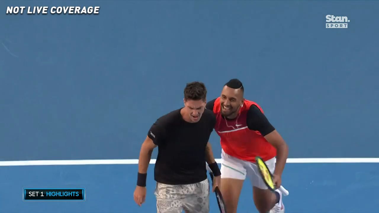 Nick Kyrgios and Thanasi Kokkinakis whip crowd into frenzy with thrilling doubles upset