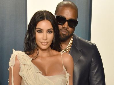 Kim Kardashian and Kanye West attend the 2020 Vanity Fair Oscar Party at Wallis Annenberg Center for the Performing Arts on February 09, 2020 in Beverly Hills, California. 