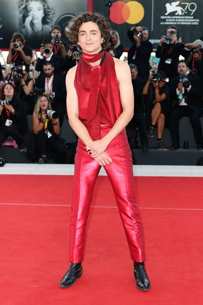 VENICE, ITALY - SEPTEMBER 02: Timothee Chalamet attends the "Bones And All" red carpet at the 79th Venice International Film Festival on September 02, 2022 in Venice, Italy. (Photo by Andreas Rentz/Getty Images)