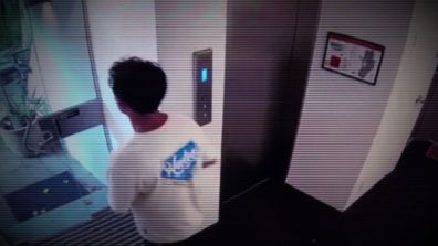 CCTV obtained by A Current Affair shows the 41-year-old calmly walking through the car park and into the building, before heading to the communal laundry.