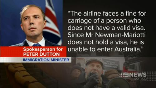 The statement by a spokeswoman for Immigration Minister Peter Dutton. 