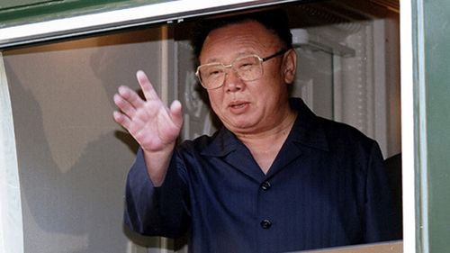 Kim Jong-il on the beloved train on that Russia expedition in 2002. Picture: AP