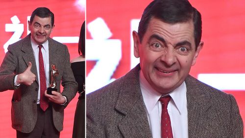 English actor Rowan Atkinson plays Mr. Bean during a premiere for his movie "Top Funny Comedian" in Beijing, China. (AAP)