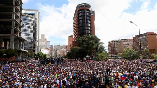 Opponents demonstrate against the government of President Nicolas Maduro in Caracas.