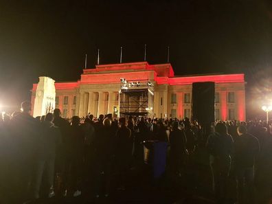 The family attending the dawn service in Auckland, New Zealand, in 2017.