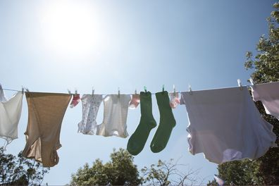 Clothes on a clothesline
