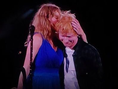 Ed Sheeran joins Taylor Swift on stage in London during her Eras Tour show on August 15, 2024