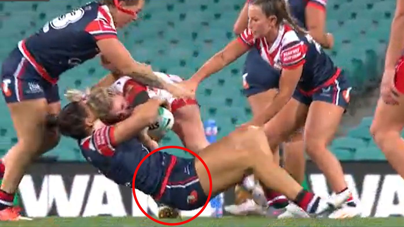 Sophie Clancy&#x27;s leg got trapped under the body of Millie Boyle during Boyle&#x27;s tackle attempt