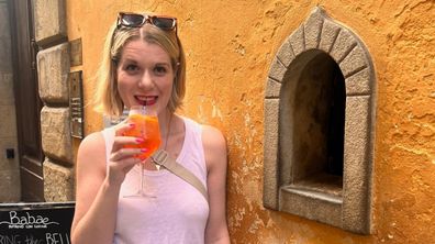 Aperol Spritz at a Wine Window in Florence.