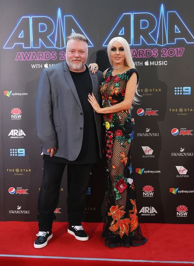Kyle Sandilands and Imogen Anthony arrive for the 31st Annual ARIA Awards 2017 at The Star on November 28, 2017 in Sydney, Australia.