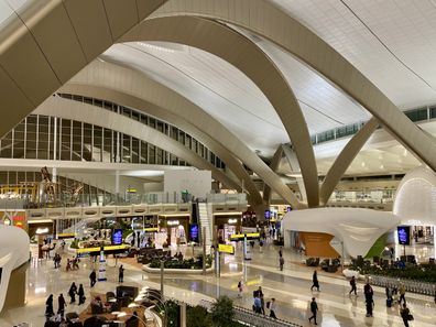 Emirates - Abu Dhabi airport (Zayed International Airport) We are located in the central alley of the airport, brand new, with many shops and restaurants