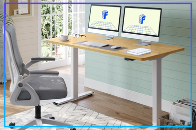 FLEXISPOT EC1 Electric Standing Desk Whole Piece 140×70 CM Desktop Adjustable Height Desk Home Office Computer Workstation
