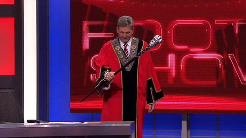 Newman has previously dressed in full mayoral regalia on The Footy Show.