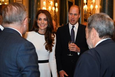 Prince William and Catherine, Princess of Wales attend a Realm Governors General and Prime Ministers Lunch, ahead of the coronation of King Charles III, at Buckingham Palace on May 5, 2023 in London 