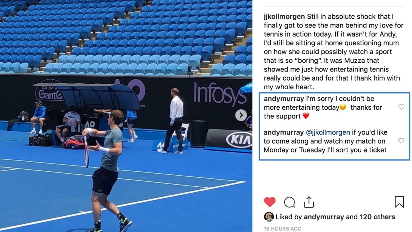 Andy Murray's classy gesture to tennis fan at the Australian Open