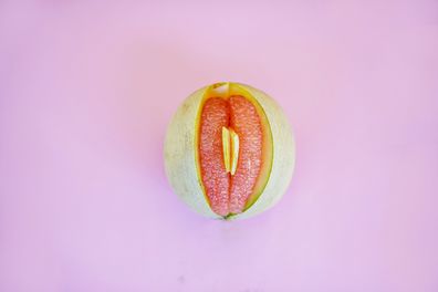 Stock image of a melon cut open.