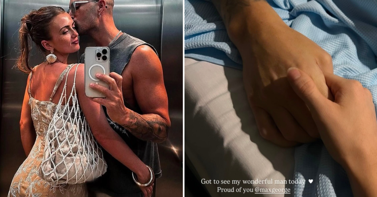 The Wanted star Max George gets a special visit in hospital from actress star girlfriend Maisie Smith as he prepares for heart surgery