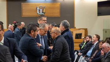 A mihi whakatau is held at Whakatāne District Court District Court prior to the start of hearings where 10 organisations and the three individuals were charged over the Whakaari/White Island eruption.