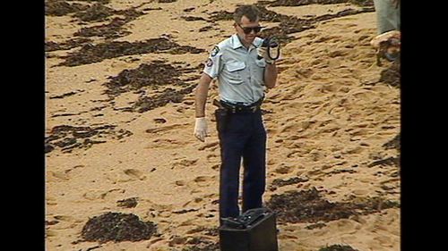 Police investigating the beach where Clare's body was found in 1992.