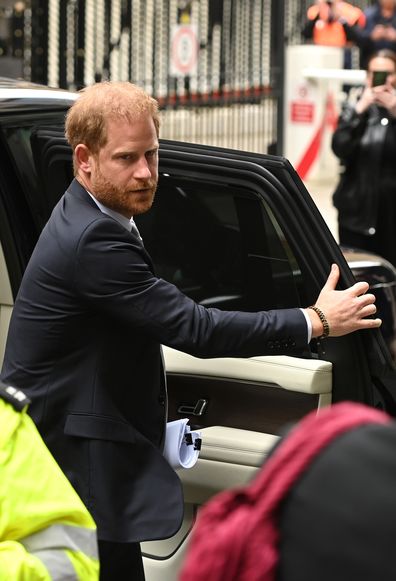 Prince Harry, Duke of Sussex, arrives to give evidence at the Mirror Group Phone hacking trial at the Rolls Building at High Court on June 07, 2023 in London 