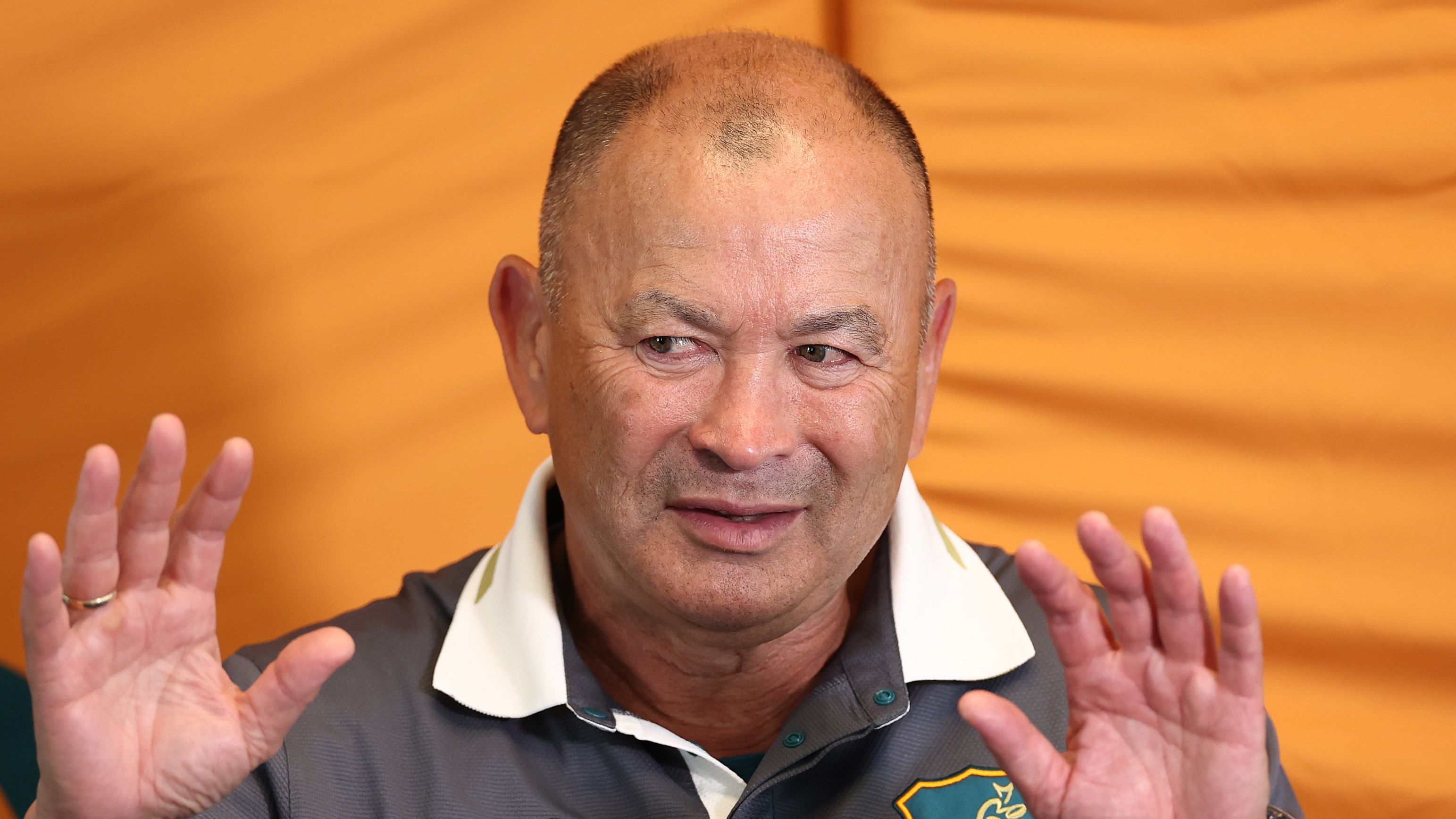 Wallabies head coach Eddie Jones speaks to media during an press conference ahead of the Rugby World Cup in France.