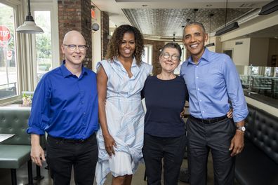 President Barack Obama and Michelle Obama of Higher Ground Productions with directors Julia Reichart and Steven Bognar.