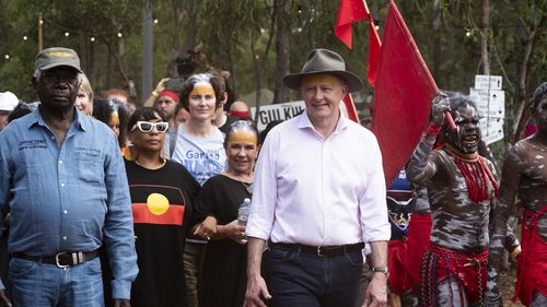Prime Minister Anthony Albanese arrives for the opening ceremony of Garam August 4, 2023. 