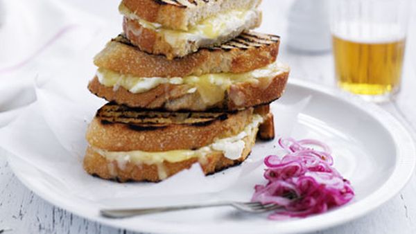 Grilled cheese sandwich with pickled Spanish onion