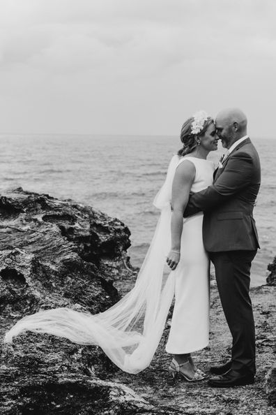 Louise Balfe with her husband on their wedding day.