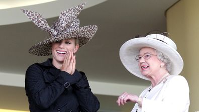 Queen Elizabeth and Zara Tindall on the royal balcony during Ladies Day on day three of Royal Ascot.