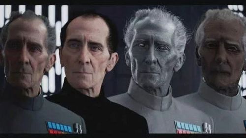 Late actor Peter Cushing was resurrected as Imperial officer Grand Moff Tarkin in Rogue One. Source: Lucasfilm