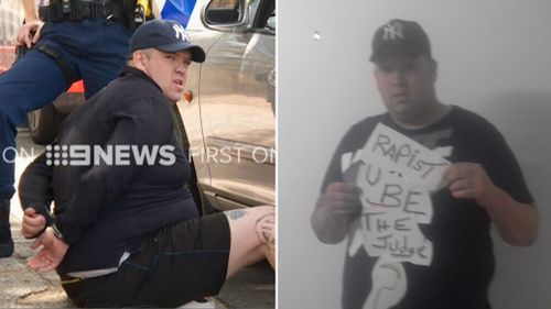 Kennedy was arrested in Wollongong today (left), just a day after posting this image on Facebook (right). (9NEWS/Facebook)