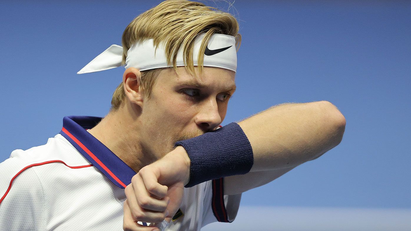 Denis Shapovalov reacts during ATP International tennis tournament St. Petersburg Open on October 29, 2021