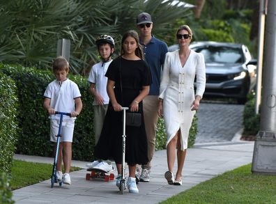 Ivanka Trump and Jared Kushner seen out for a walk with their children near their home in Miami.