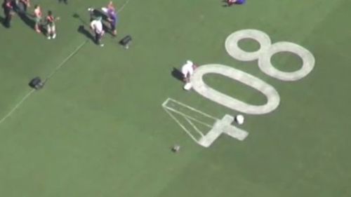 Hughes' number, 408, has been painted on the Adelaide Oval. (9NEWS)