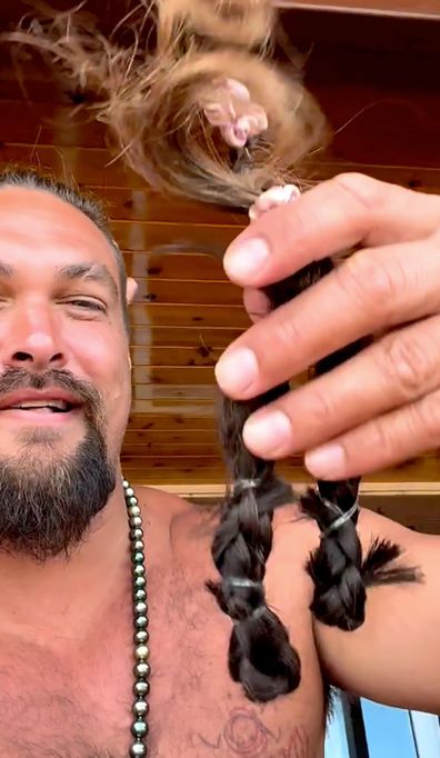 Jason Momoa shaves off his signature long hair.