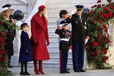 princess charlene and prince albert of monaco for national day appearance with children