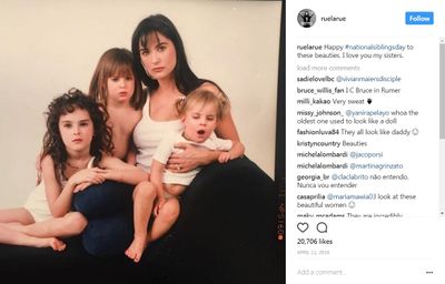 Then: Actress Demi Moore with her three daughers, Rumer, Scout and Tallulah Willis.
