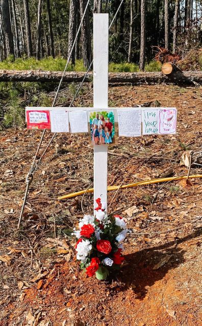 A cross erected in memory of Jesse Maxwell