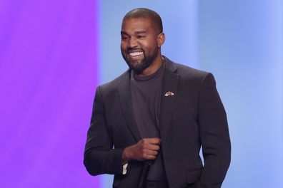 Kanye West, answers questions from Sr. pastor Joel Osteen, during the 11 am service at Lakewood Church Sunday, November 17, 2019, in Houston. 