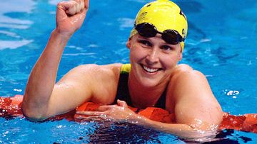 Susie O&#x27;Neill after winning gold in the 200m freestyle at the Sydney 2000 Olympics.