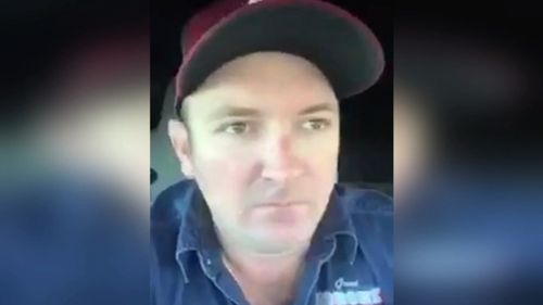 Truck driver Grant Moroney filmed himself unleashing a bizarre racist tirade against a corflute of a council candidate of Indian heritage.
