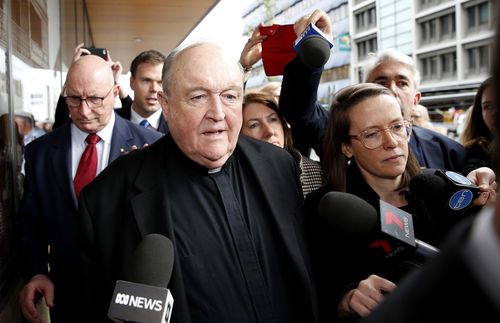 Archbishop Philip Wilson leaves Newcastle Local Court yesterday after being sentenced to 12 months in jail, which he will likely serve in home detention. Picture: AAP