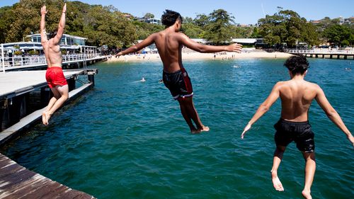 Balmoral Beach in Sydney on a hot day. 