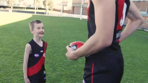 Jack was in awe of his hero, Essendon's Joe Daniher. (9NEWS)