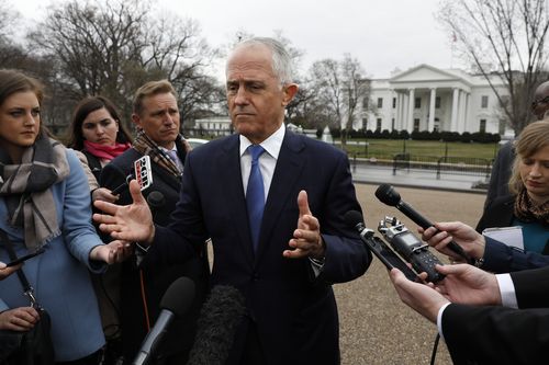 Mr Turnbull would not be drawn into the debate after arriving at the White House. (AAP)